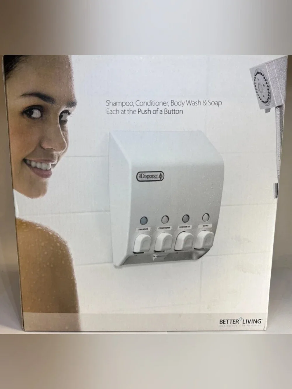 Classic White 4-Chamber Shower Dispenser